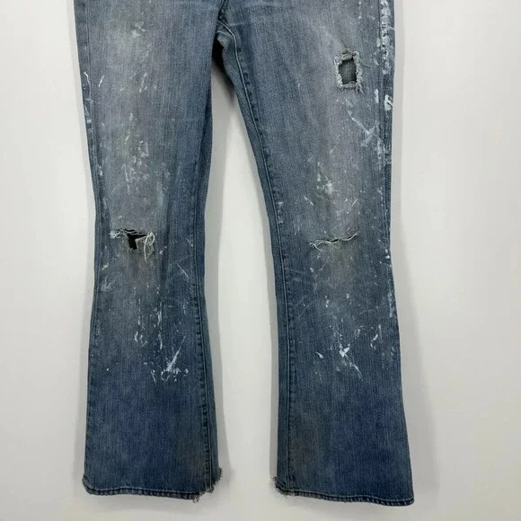 Seven 7 For All Mankind Jeans Women's 29 Blue Flared Distressed Grunge‎ Vintage - Picture 3 of 12